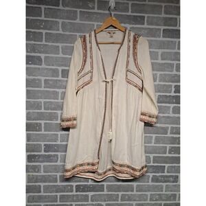 trf_outerwear  Lightweight‎ long Open Cardigan Ethnic Embroidered USA Medium